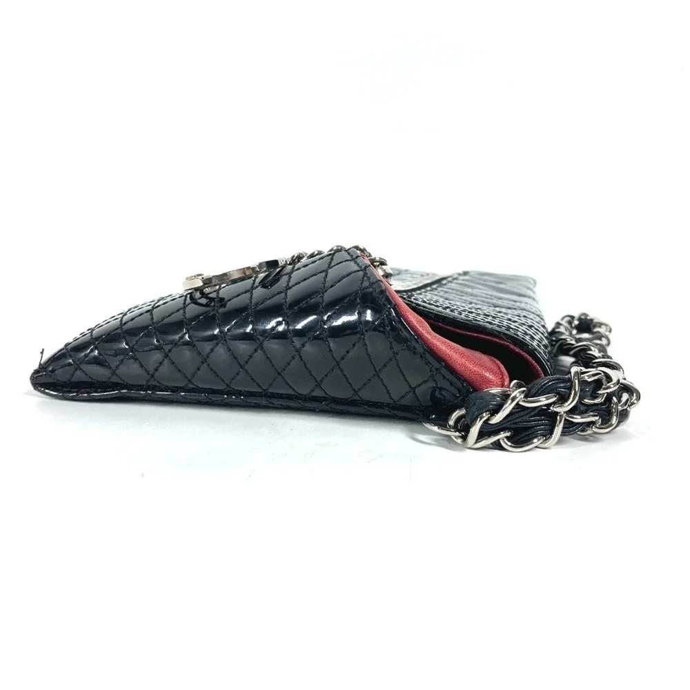 CHANEL Black Leather Logo Pouch